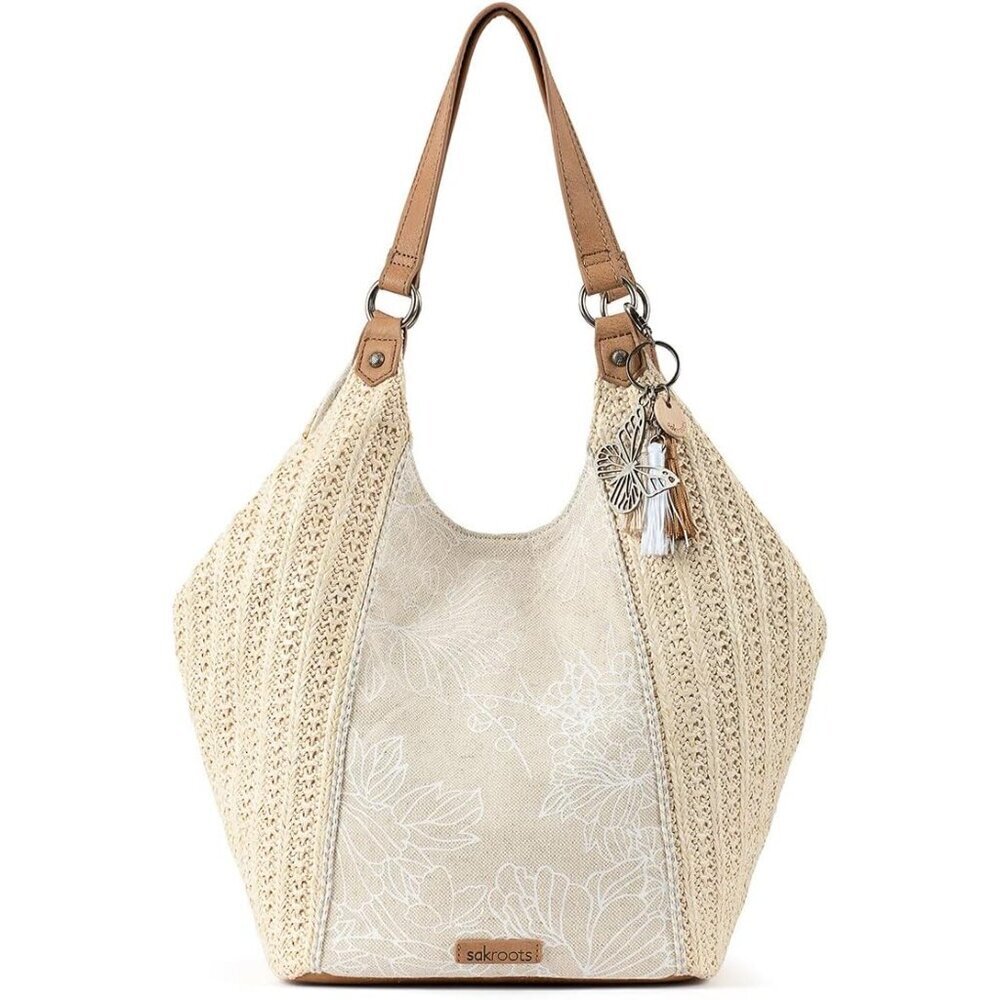 Canvas Straw Tote Large Shopping Bag Stylish Eco-Friendly Travel Purse